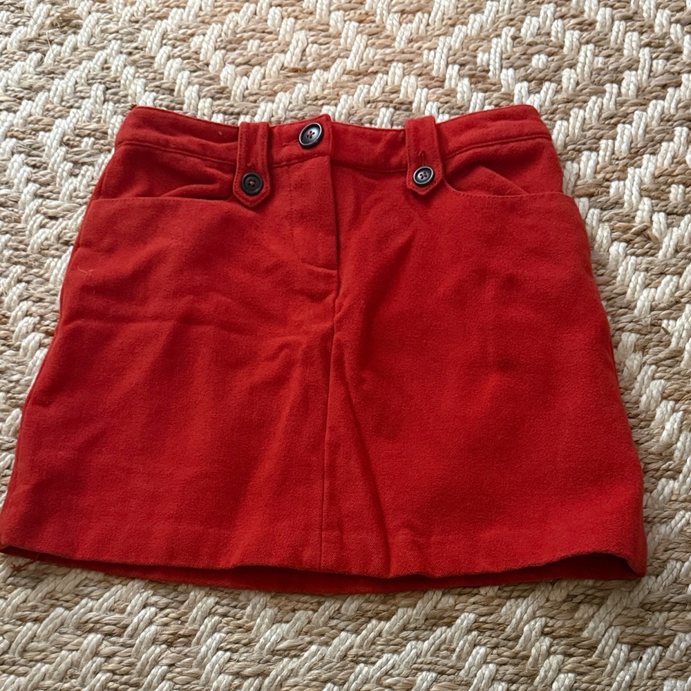 Boden Vibrant Red Mini Skirt with Buttoned Waist Tabs